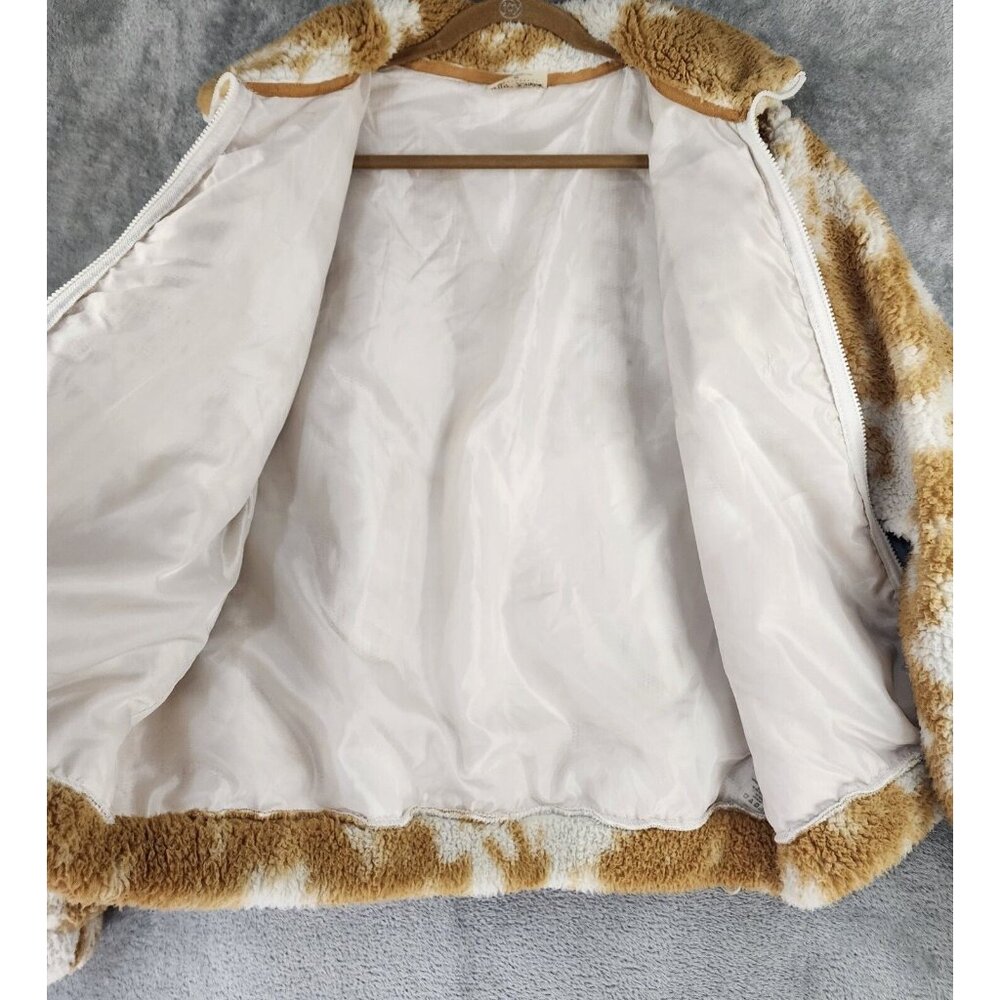 Betsy Johnson Performance Jacket Womens Medium Brown White Full Zip Faux Sherpa - Picture 3 of 12